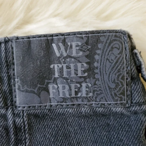 Free People Major Leagues Black Wide Leg Cuff Jeans Size 26 - Picture 10 of 15